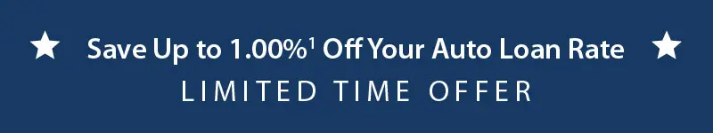 Save up to 1.00%* off your auto loan rate limited time offer, mobile view