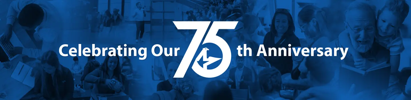 Celebrating our 75th anniversary, photo banner, TCU,